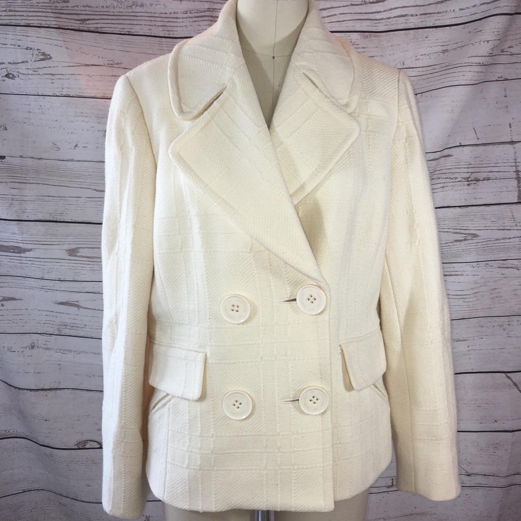 - Anne Klein Boucle Wool Lined Cream Color Jacket